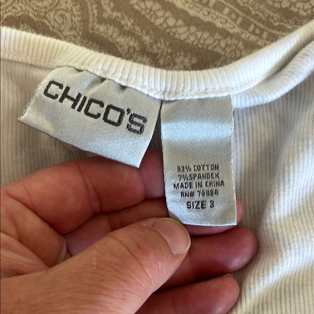 Chico's Blue and Green Tropical Tank Top with Sequins - Picture 3 of 4